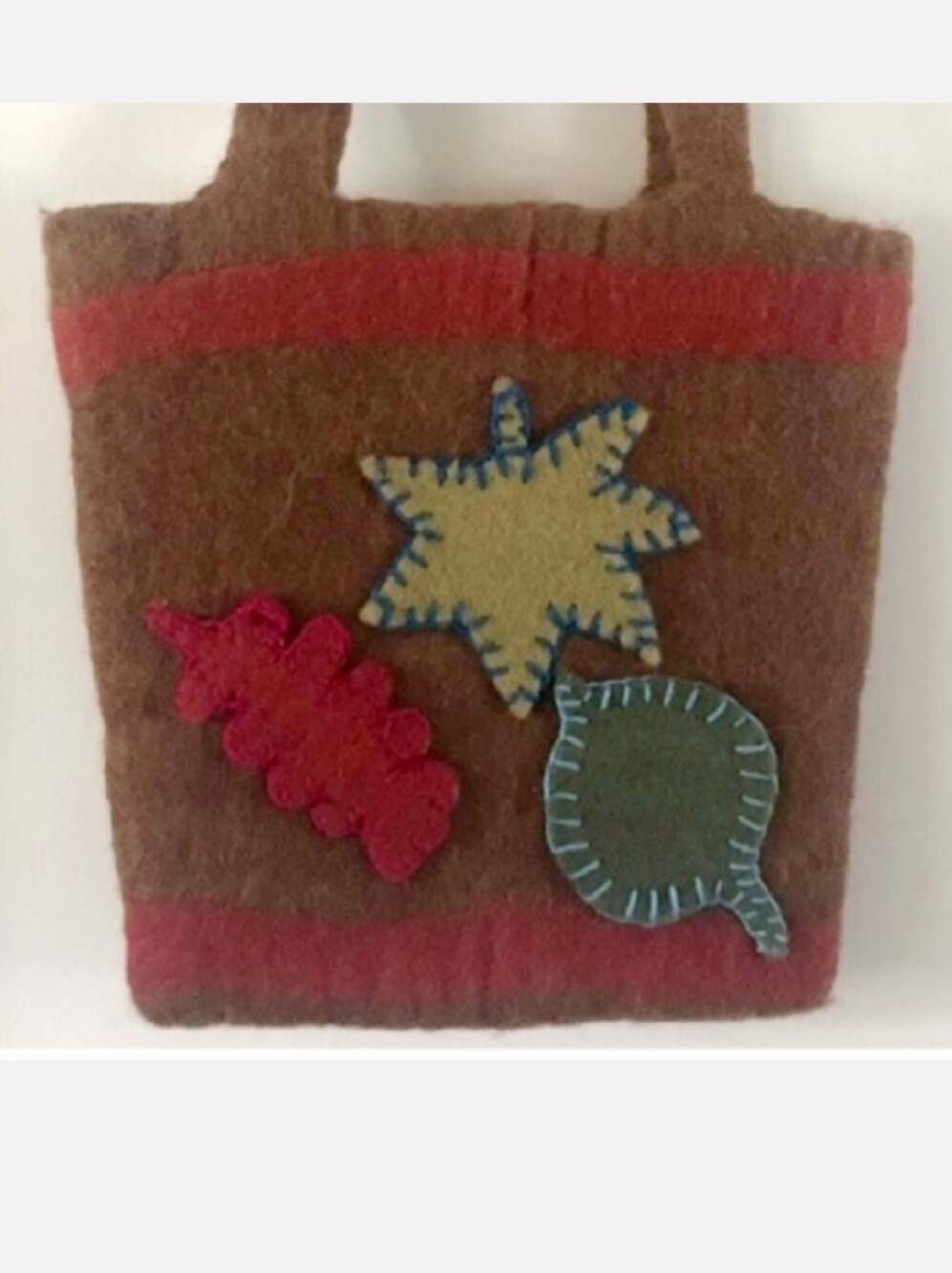 Tabask Felt Wool Tote Bag Fall leaves Handcrafted